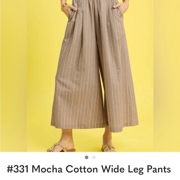 Umgee Pants - Umgee Mocha Cotton Wide Leg Pants - Women NWT
